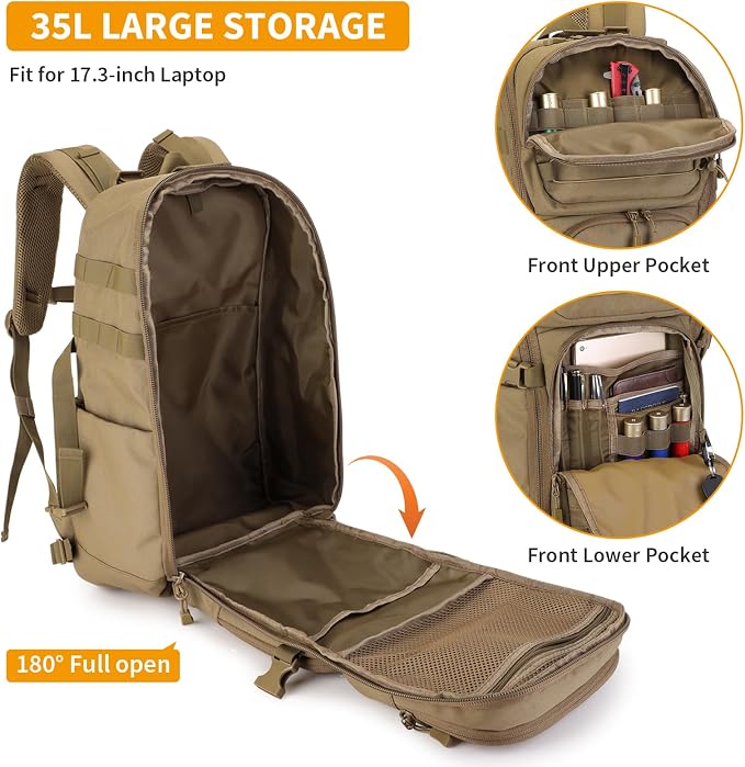 HUNTVP Tactical Backpack for Men 35L Military Backpack MOLLE 1000D Army Daypack - Image 5