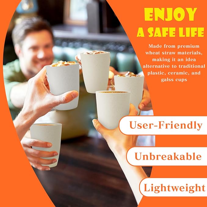 Homienly Wheat Straw Cups 12oz Unbreakable & Easy to Clean Cups Reusable - Image 6