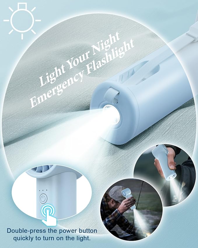 Portable Handheld Fan with Power Bank, 3 IN 1 USB Rechargeable Mini Personal - Image 4