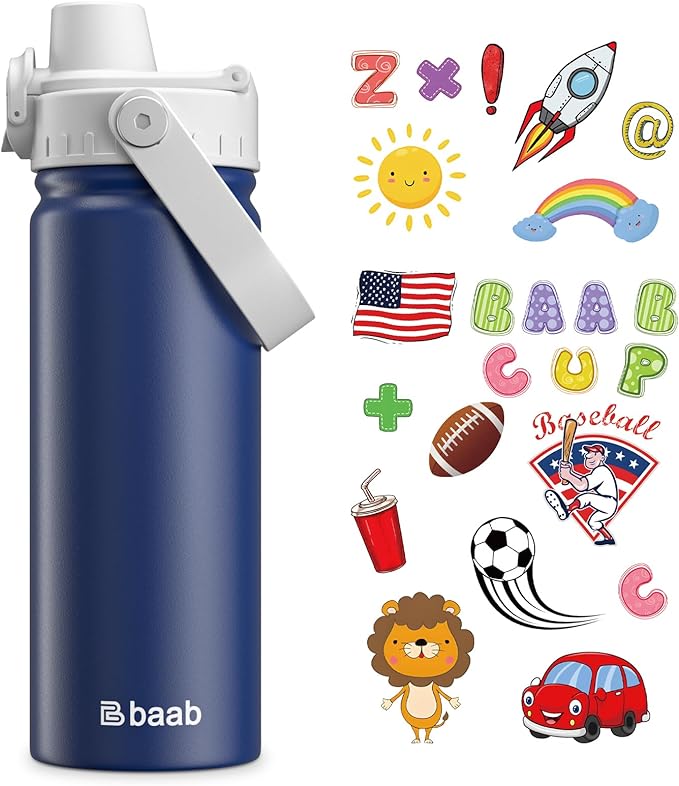 baab 18oz Kids Water Bottle, Insulated Kids Water Bottle by baabKidWatterBottle