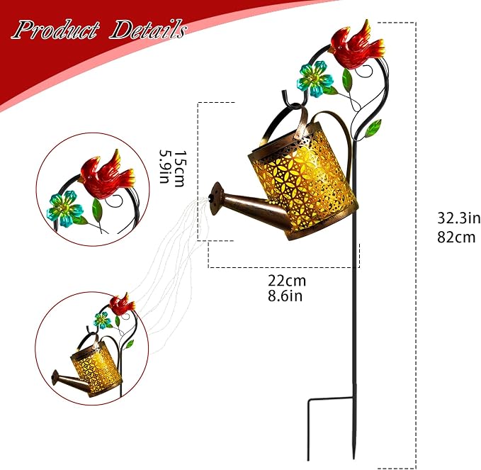 Mothers Day Gifts Solar Lights Outdoor, Watering Can - Image 6