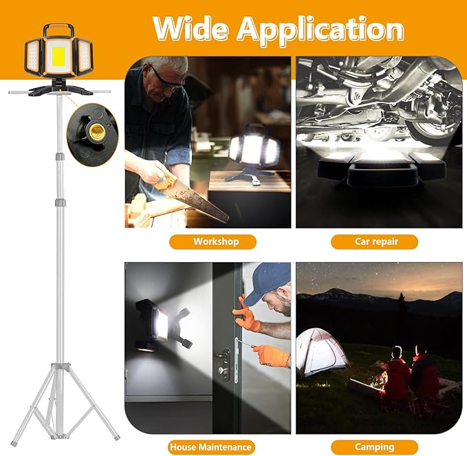 Tresda 30W Rechargeable Work Light, 3000 Lumen Magnetic Work Light Battery - Image 6