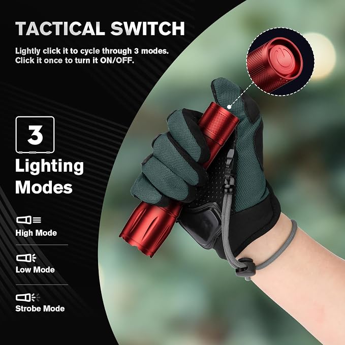 RECHOO LED Flashlight 2 Pack Red, Tactical Flashlights High Lumens - Image 5
