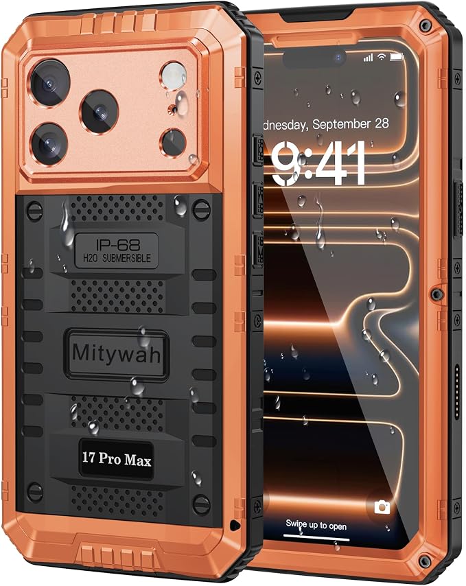 Mitywah Waterproof Case for iPhone 17 Pro Max, Rugged Metal Case by Mitywah