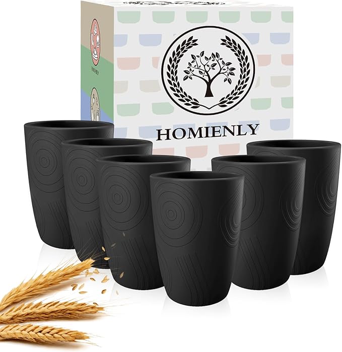 Homienly Wheat Straw Drinkware 12oz Unbreakable Drinking Glasses 6-Piece by HOMIENLY