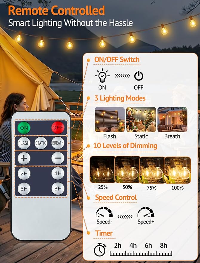 Larkvue 25FT Solar String Lights Outdoor - Image 3
