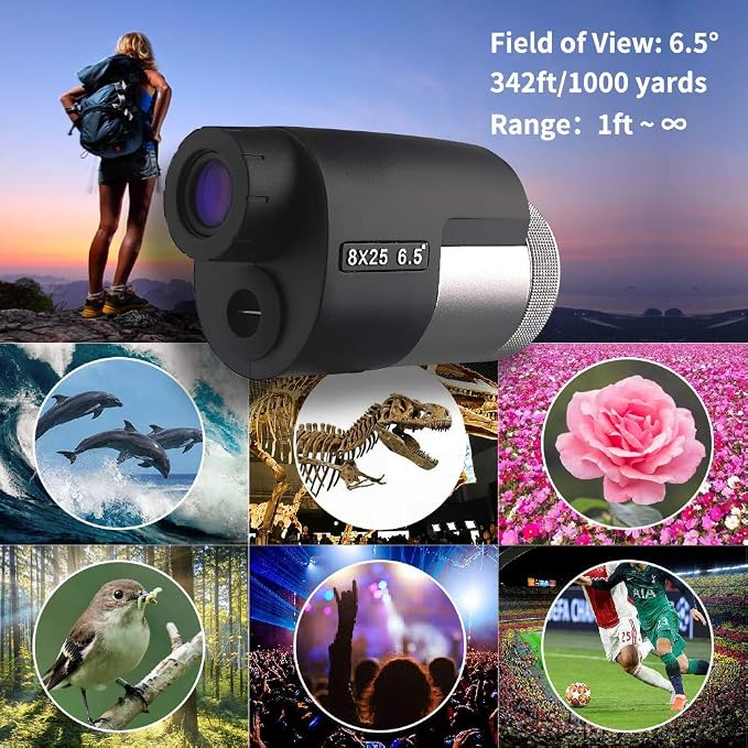 Jizmo 8x25 High Definition Monocular Telescope, Close Focus 1 ft, Fully Multi - Image 5