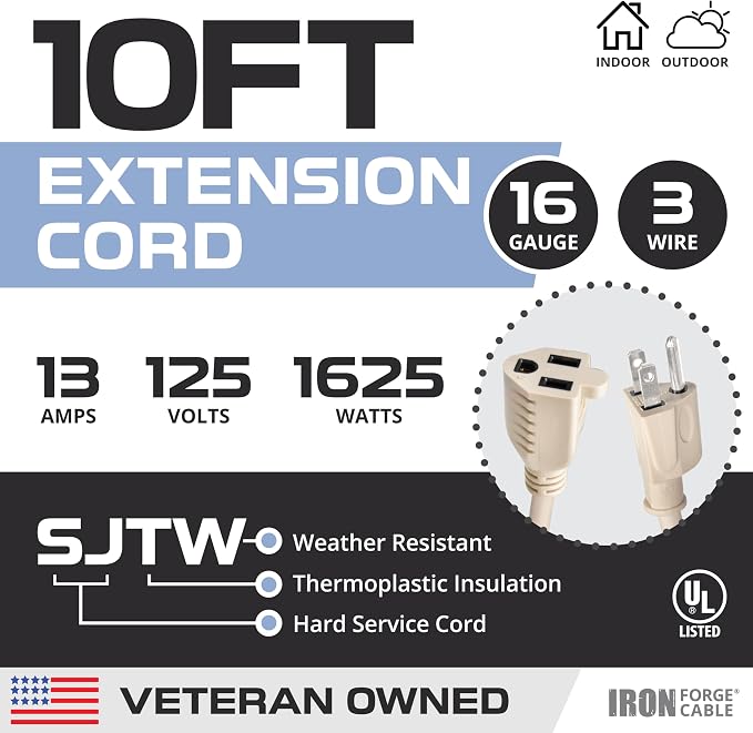 Iron Forge Cable Weatherproof 10 Ft Outdoor Extension Cord - Image 2