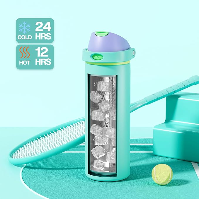 POWCAN 24 oz Insulated Water Bottle: 2-in-1 Push-Button Spout & Quick-Flip Straw - Image 3