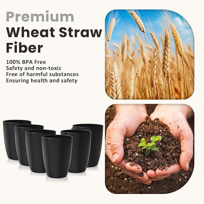 Homienly Kitchen Cups 20oz Wheat Straw Cups-6 pcs Lightweight cups Unbreakable - Image 3