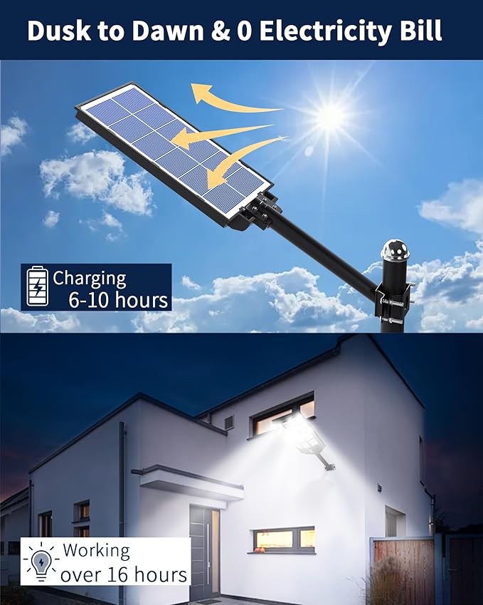 Ofuray Solar Street Lights Outdoor, Solar Security Flood Lights Parking Lot - Image 5