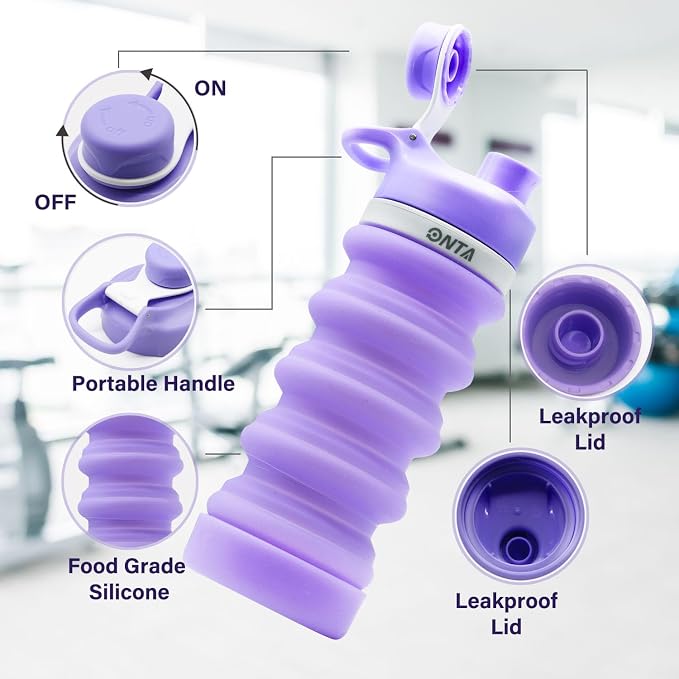 ONTA Collapsible BPA Free Silicone Water Bottle, 20oz - Image 4