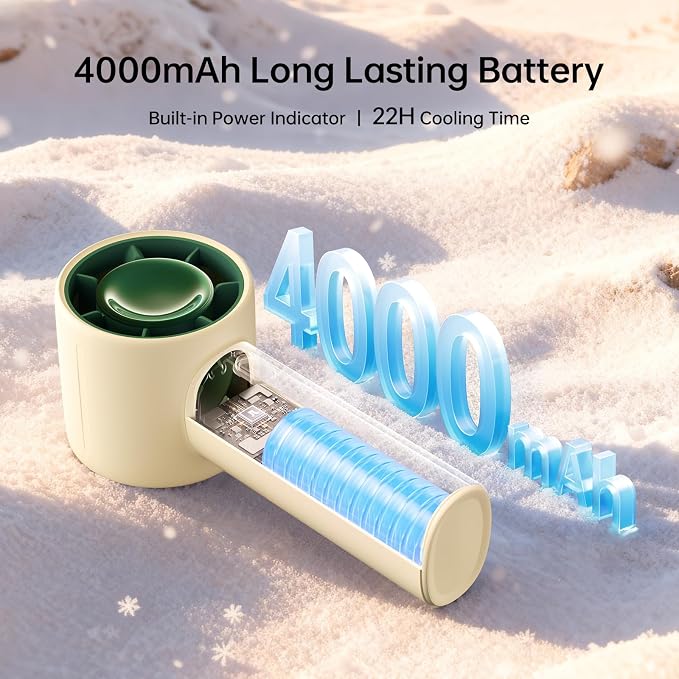 JISULIFE Handheld Turbo Fan, 4000mAh Rechargeable Portable Fan - Image 5