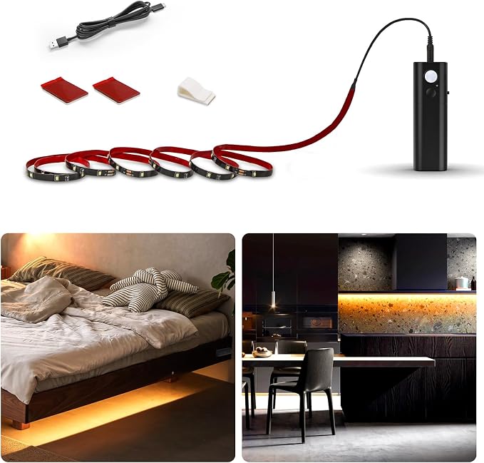 WOBANE Motion Activated LED Strip Light, Rechargeable Magnetic Battery Box by WOBANE
