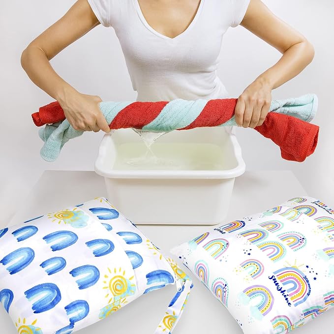 2pcs Waterproof Wet Bags with Two Zippered Pockets, Reusable - Image 6