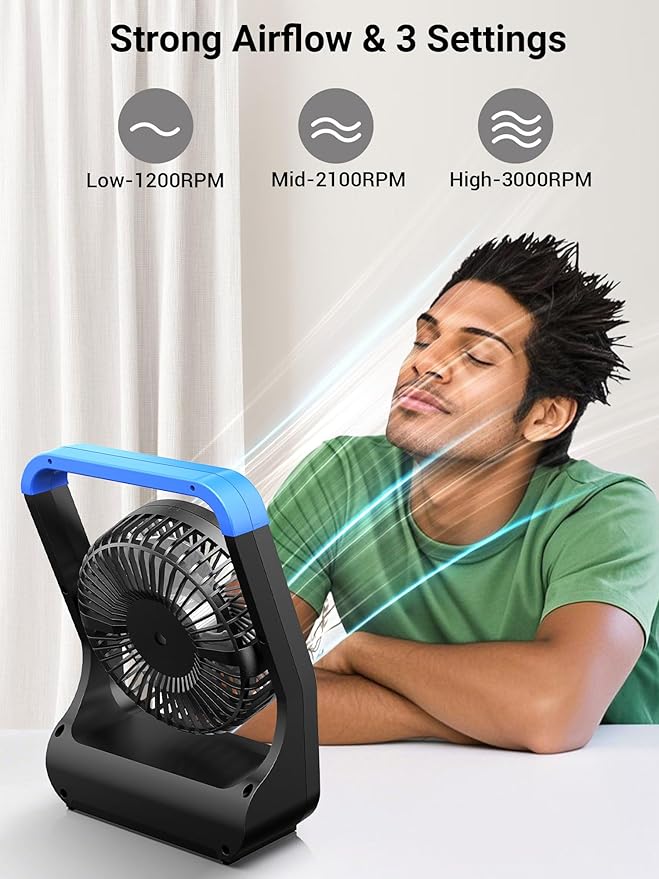 Gazeled Battery Operated Fan, Camping Fan Battery Powered, Super Long Lasting - Image 4