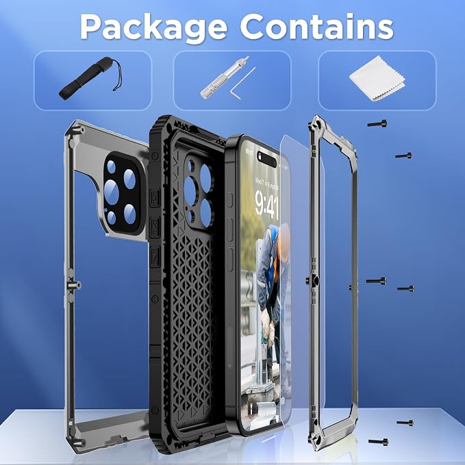 Mitywah Waterproof Case for iPhone 16 Pro, Shockproof Heavy Duty Case - Image 6