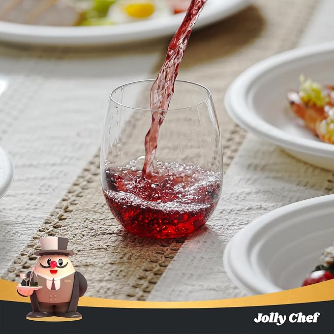 JOLLY CHEF 24 Pack 12 Oz Disposable Plastic Wine Glasses, Shatterproof - Image 5
