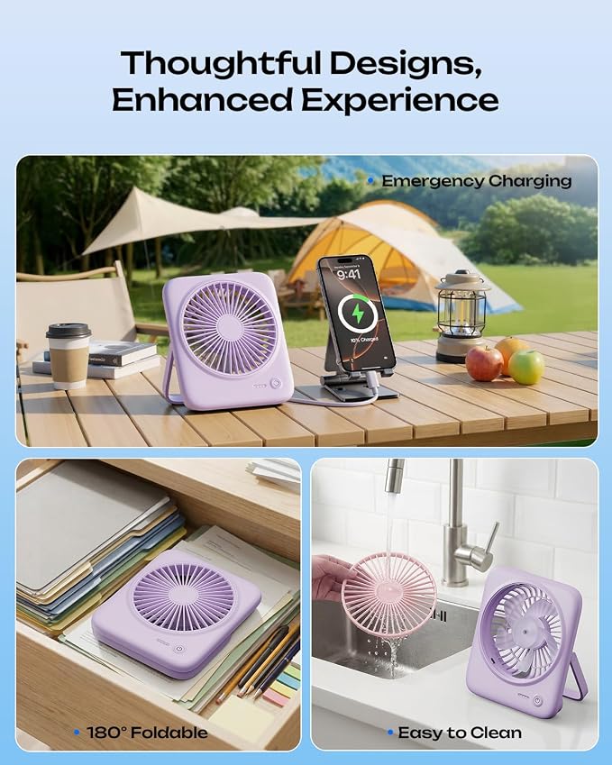 Otlonpe Personal Portable Desk Fan, 4000mAh Small Rechargeable Portable Fan - Image 6