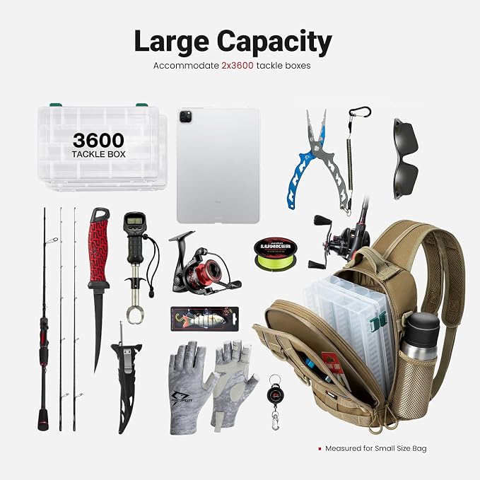 Piscifun Fishing Backpack with Rod Holder, Lightweight Sling Bag Storge Gear - Image 7