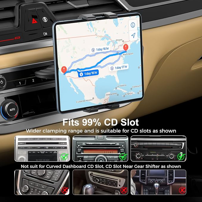 PLDHPRO iPad Holder for Car CD Slot, Adjustable Tablet Mount Air Vent Stand - Image 5