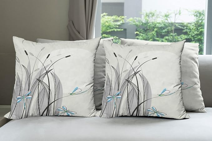 Ambesonne Dragonfly Decorative Throw Pillow Case Pack of 4, Dragonflies on by Ambesonne