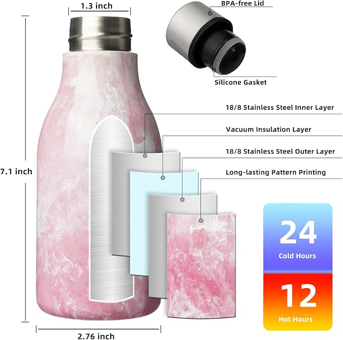 BJPKPK Insulated Water Bottles, 12oz Stainless Steel Metal Water Bottle - Image 3