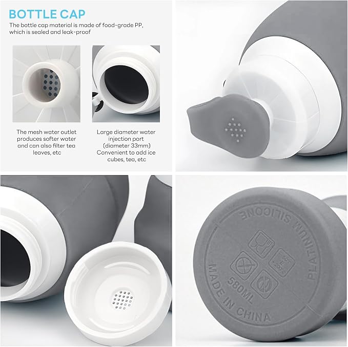 Collapsible Lightweight 20oz Water Bottle, Food-Grade Silicone BPA Free - Image 4