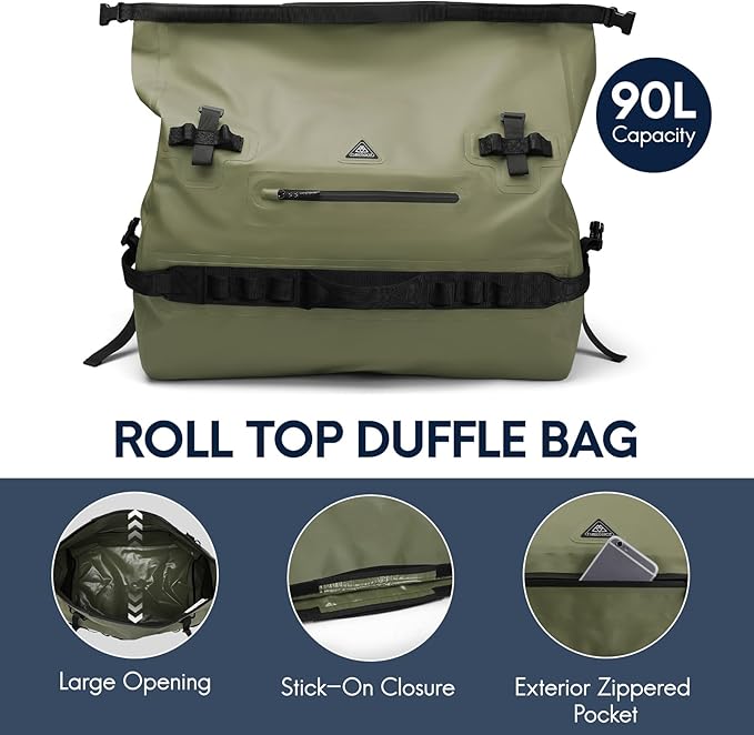 Haimont Large Waterproof Duffel Backpack Roll-Top Heavy Duty Dry Duffle Bag - Image 4