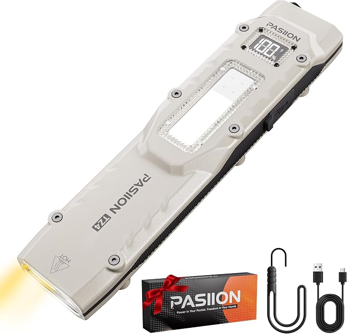 EDC Tactical Flashlight, Flat Flashlights Rechargeable, Dual-Switches LED Small by flashlight
