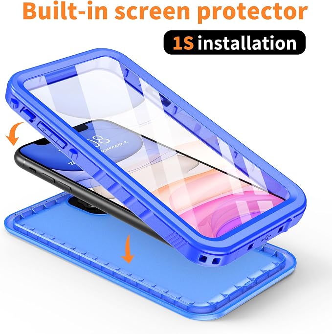 Cozycase Compatible with Waterproof iPhone 11 case, Built-in Screen Protector - Image 3