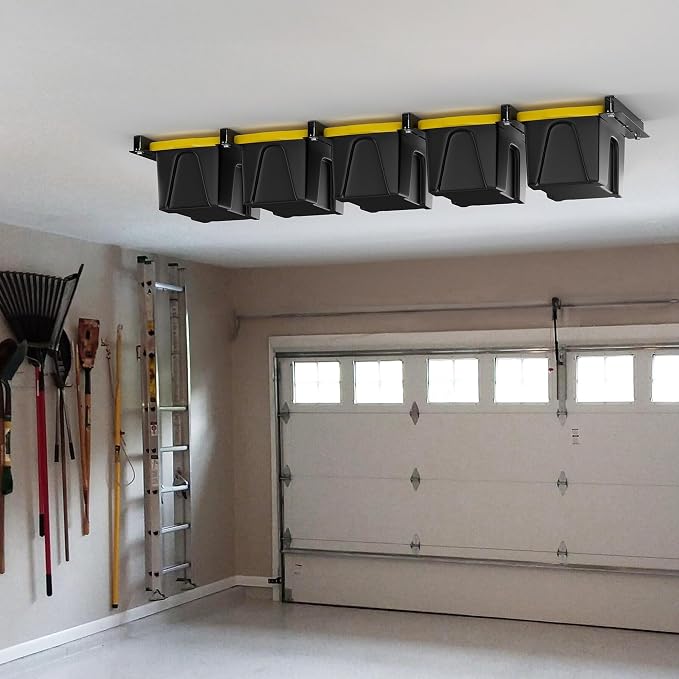 TORACK Garage Ceiling Bin Storage Rack, Adjustable Heavy Duty Overhead Tote - Image 2
