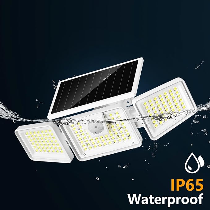 INCX Solar Motion Sensor Lights Outdoor, 3 Heads Security Lights Solar Powered - Image 4