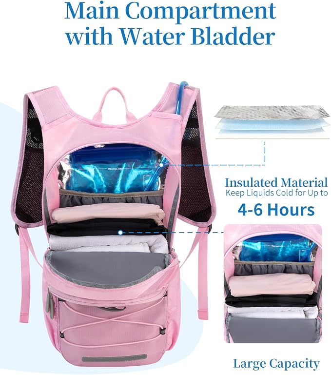 Hydration Backpack with 2L Water Bladder, Hiking Water Backpack - Image 3
