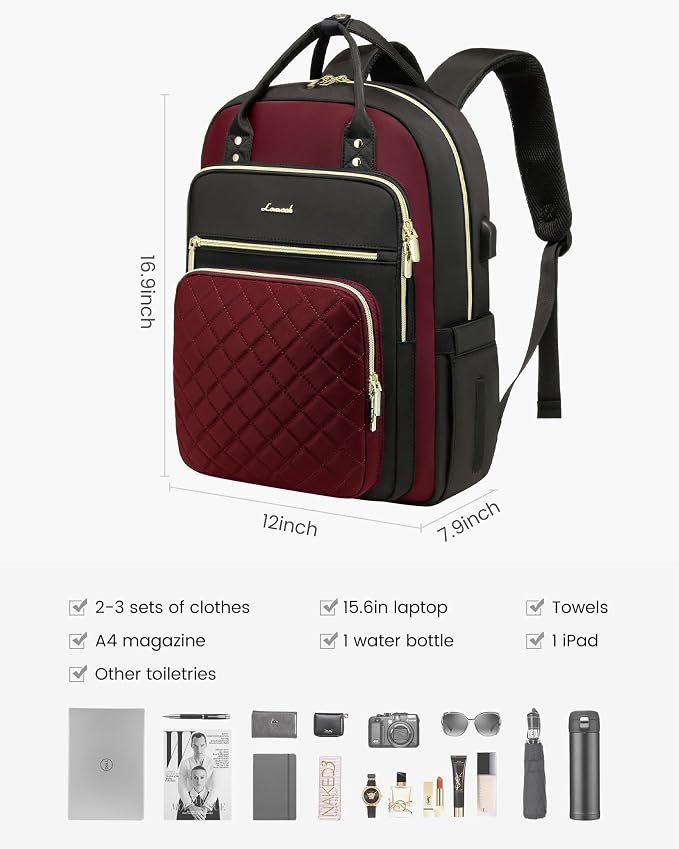 LOVEVOOK Laptop Backpack Purse for Women, 15.6" Laptop Bag for Travel - Image 2