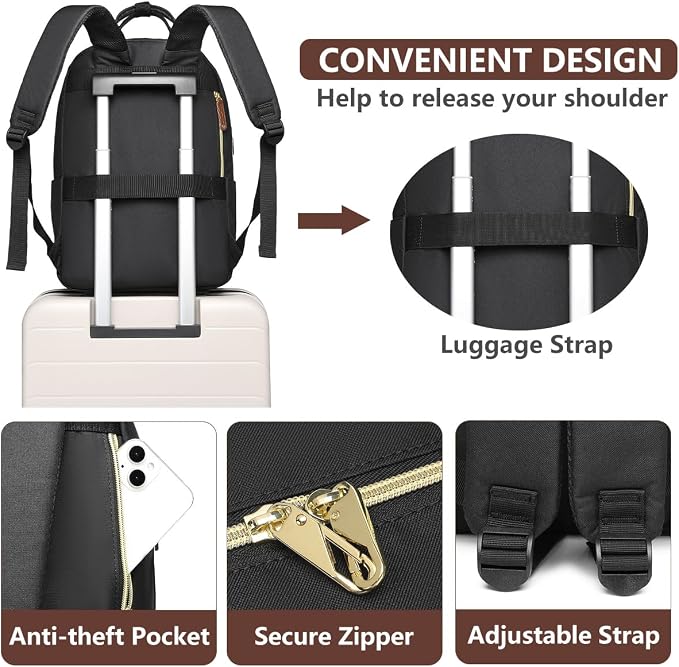 Backpack for Women 15.6 Inch Laptop Backpack Work Business Backpacks Purse - Image 5