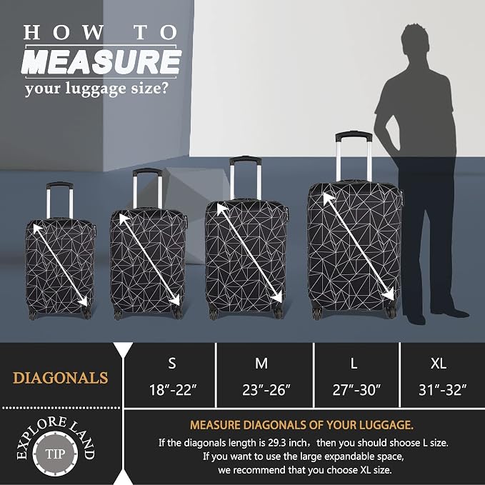 Explore Land Travel Luggage Cover Suitcase Protector Fits 27-30 Inch Case - Image 5