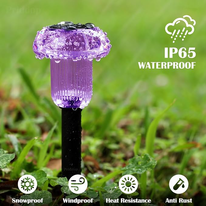 Priddop Solar Lights Outdoor Pathway Waterproof 8 Pack Purple LED Acrylic - Image 7