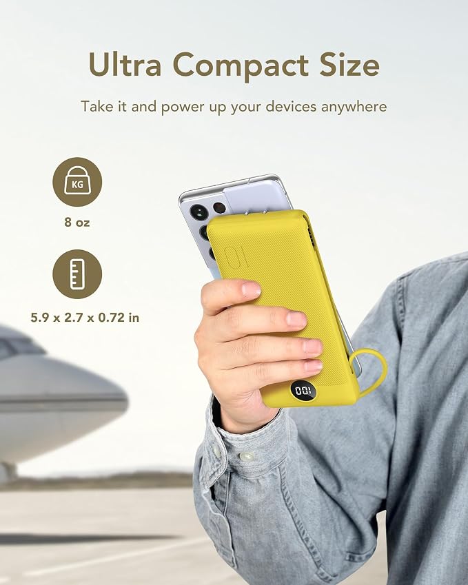 VEGER Portable Charger with Built-in AC Plug and Cables, All in One 10000mAh - Image 8