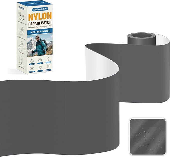 KING MOUNTAIN Self Adhesive Nylon Fabric Repair Tape, 4×63 Inches, Quick Down by ForABetterHomeLife