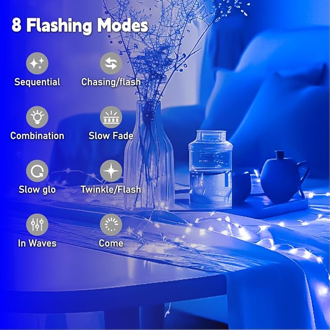 HXWEIYE Rechargeable Fairy Lights Battery Operated, DIY Timer & 8 Modes - Image 8