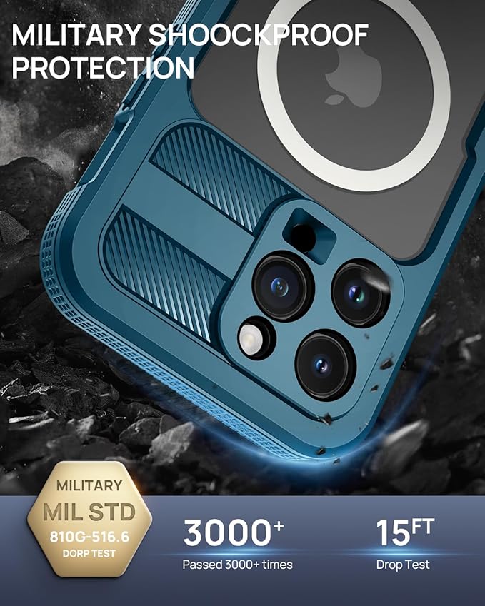 Lanhiem Magnetic for iPhone 15 Pro Max Case, IP68 Waterproof Dustproof Case - Image 4