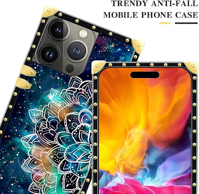 Compatible with iPhone 15 Pro Case, Starry Sky Colourful Mandala Luxury Golden - Image 4