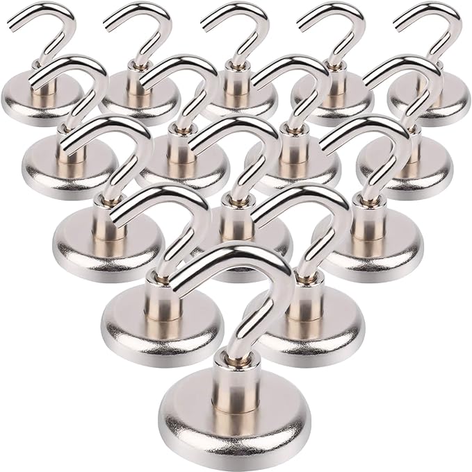 14Pack Magnetic Hooks, 100lbs+ Strong Magnetic Hooks Heavy Duty Rare Earth by MINCIMagnetsManufacturer
