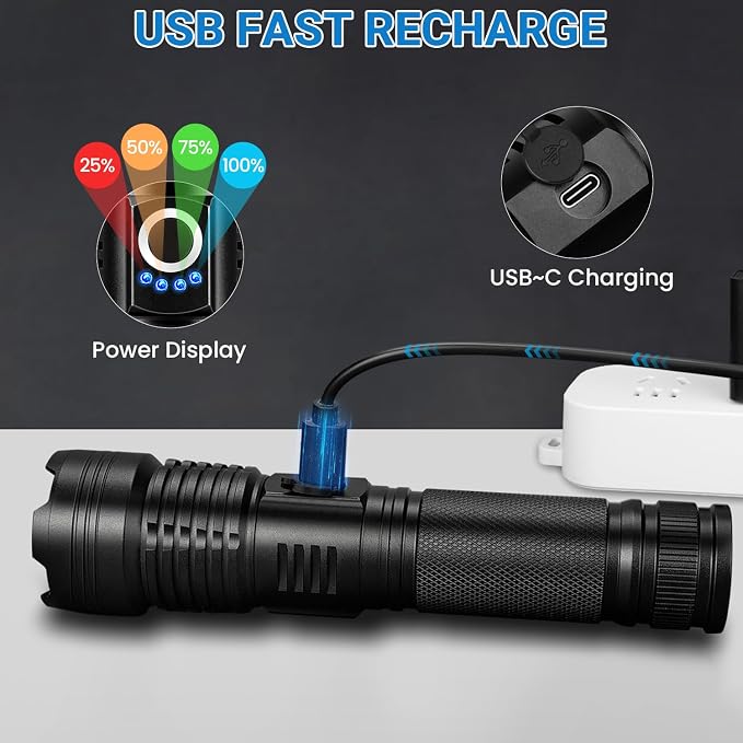 Rechargeable LED Flashlight, 000 High Lumens Super Bright Flashlight, 5 Modes - Image 6