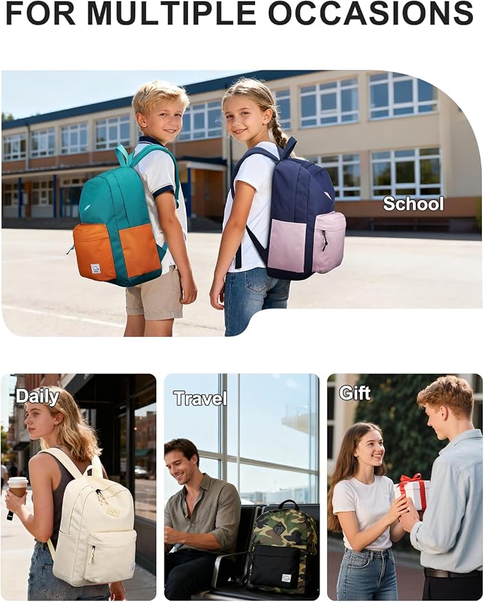 VASCHY Lightweight Backpack for School, Water Resistant Classic Bookbag - Image 7