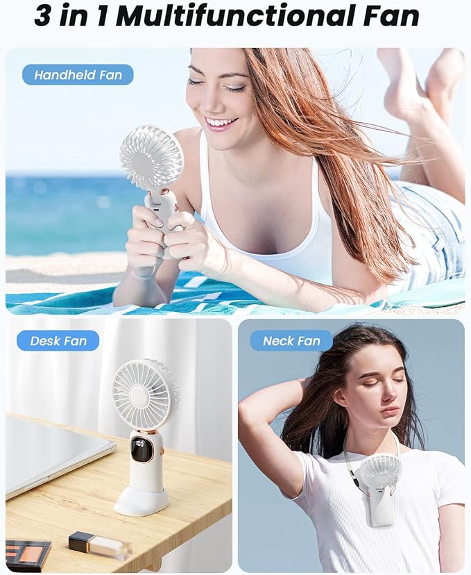 coldSky Portable Handheld Fan, 4000mAh Battery Operated 3 in 1 Multifunction - Image 4