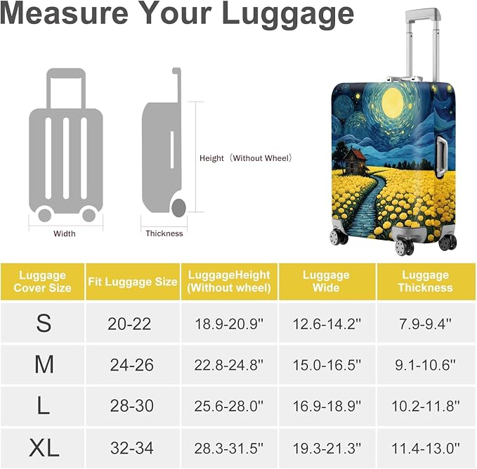 ANNA QUEEN Moonlit Field Luggage Cover, Dreamy Night Landscape Suitcase - Image 4