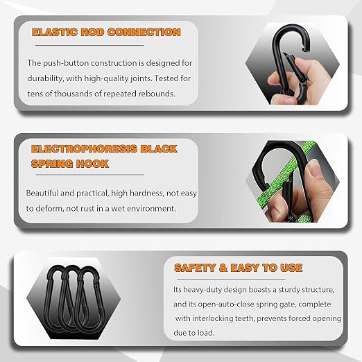 20PCS M8 Heavy Duty Carabiner Clip, 3Inch Snap Hook Quick Link Small Carabiner - Image 7