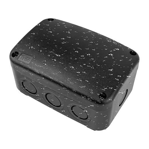 SuperInk Black IP66 Waterproof Junction Box, Outdoor Electrical Enclosure by SuperInk